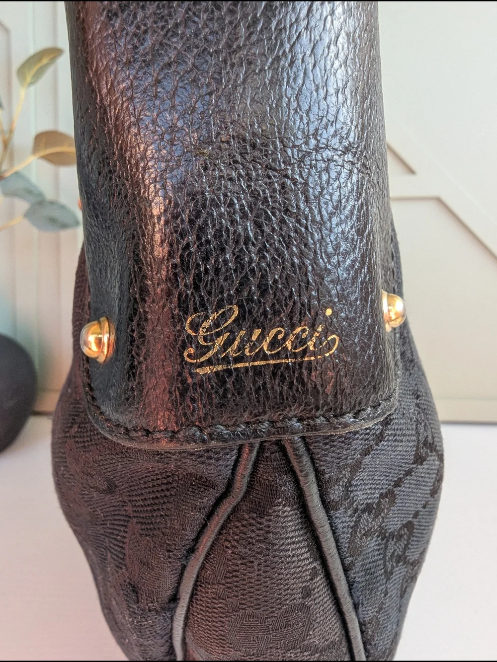 Gucci Black Crescent Bamboo-Handle Shoulder Bag